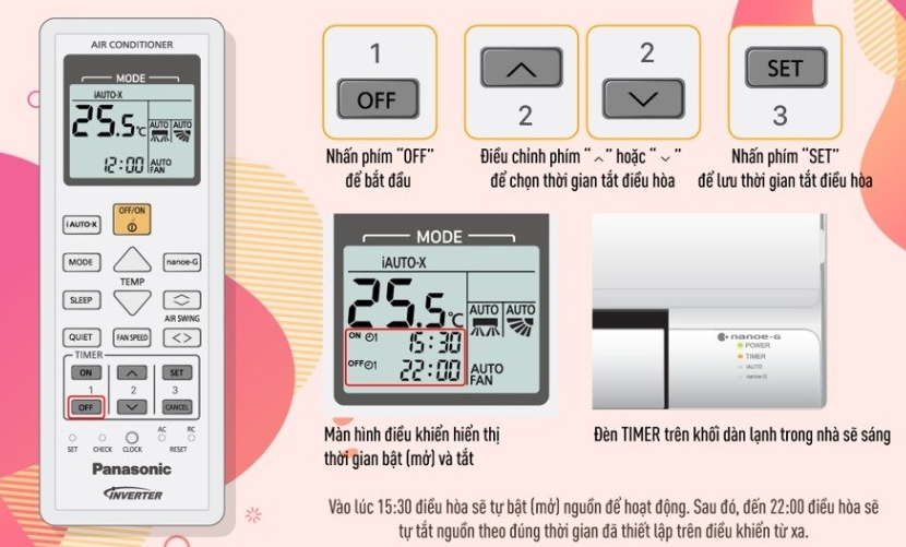 cách hẹn giờ máy lạnh panasonic 