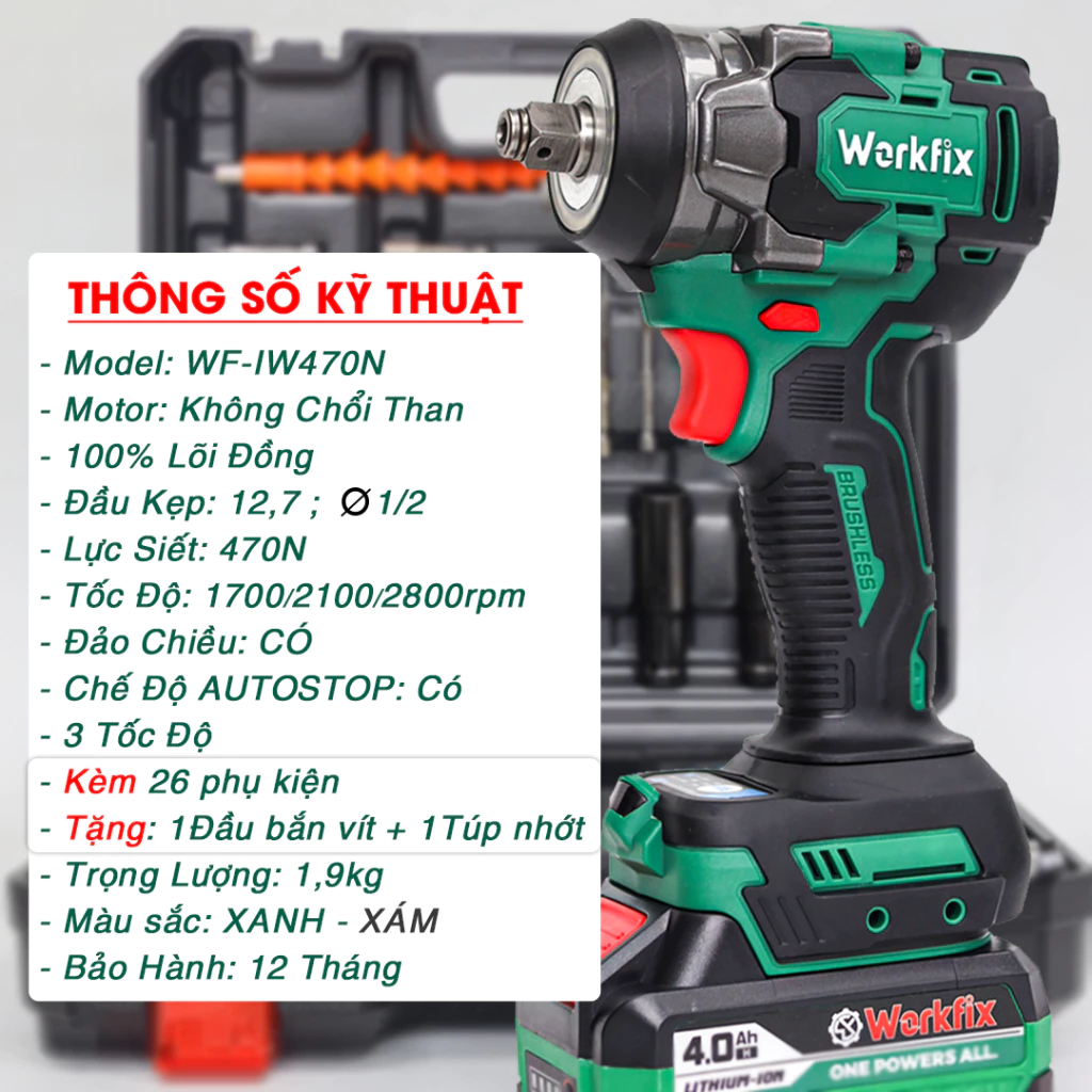 Máy Bắn Bulong 470N Workfix WF-IW470N