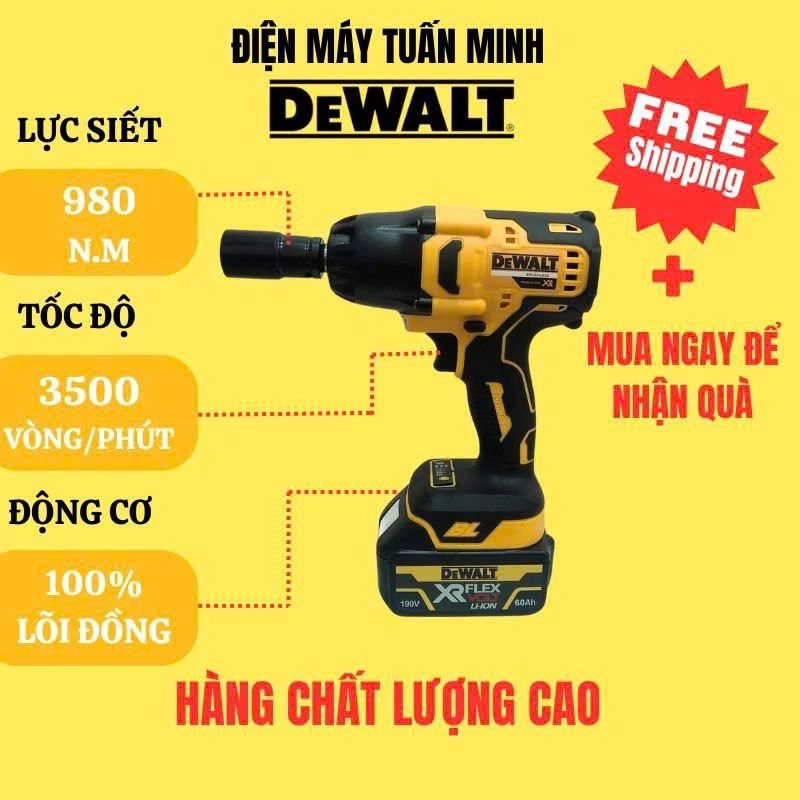 Máy Siết Bu-lông DeWalt 980Nm
