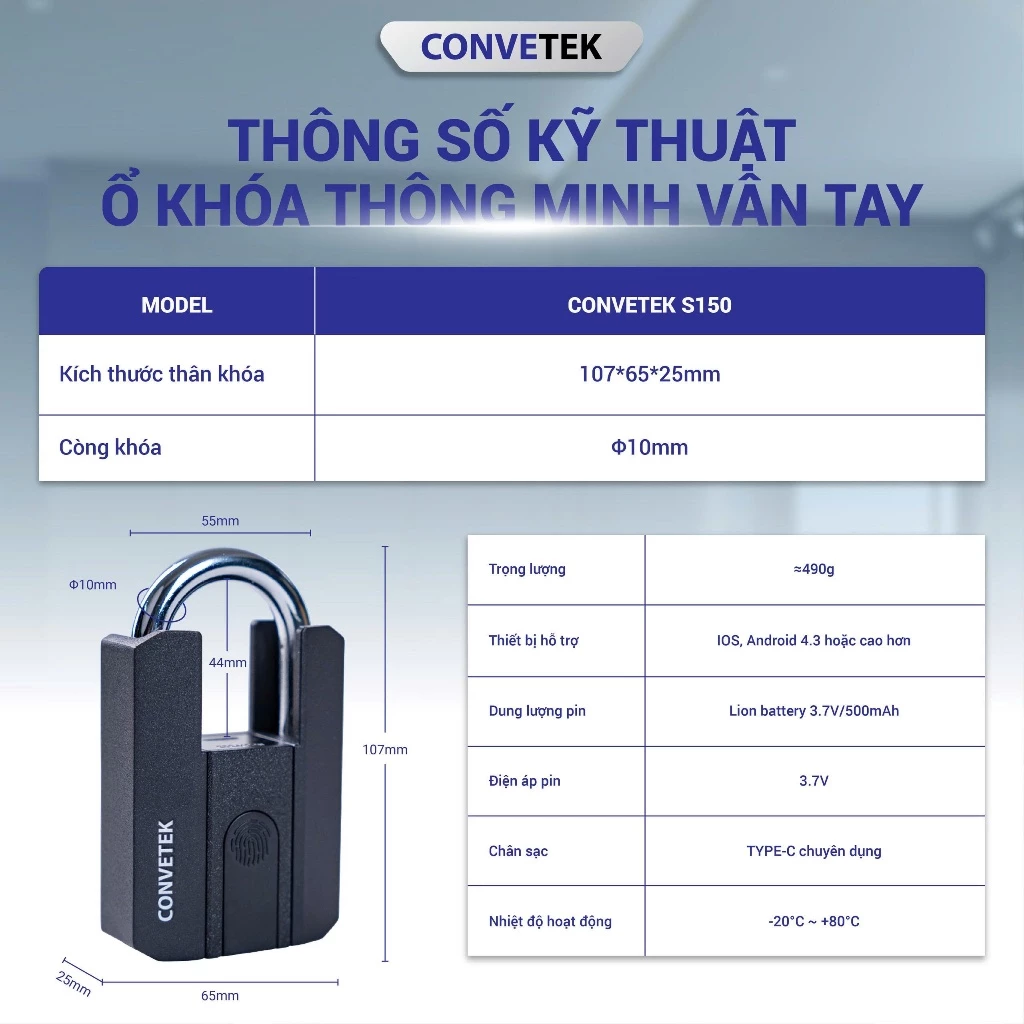 Khóa Vân Tay Convetek CV-S150