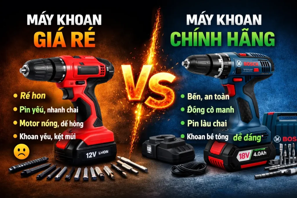 Máy Khoan Giá Rẻ vs Máy Khoan Chính Hãng
