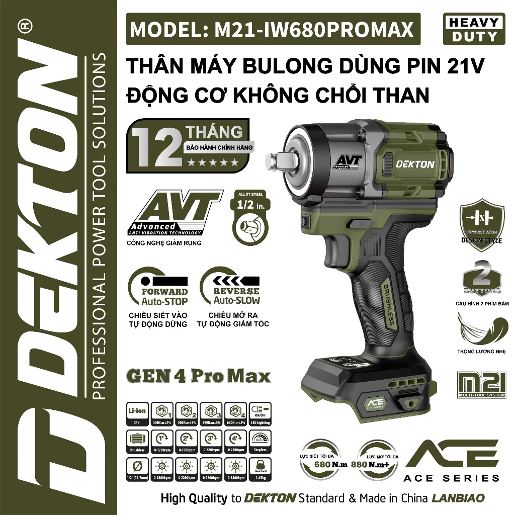 Máy Siết Bulong Dekton 680Nm