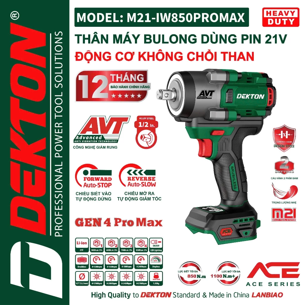 Mua máy siết bulong Dekton M21 IW850PROMAX