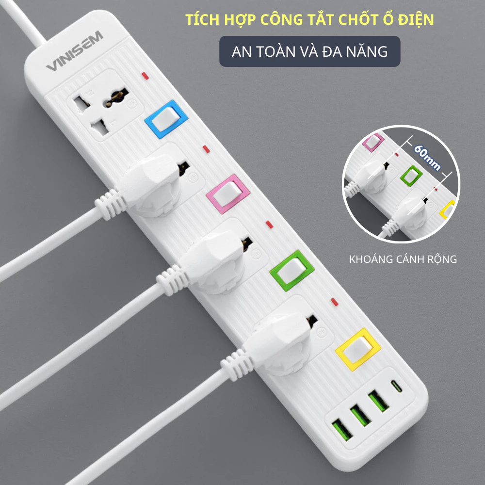 Ổ Cắm Điện Đa Năng Tích Hợp USB