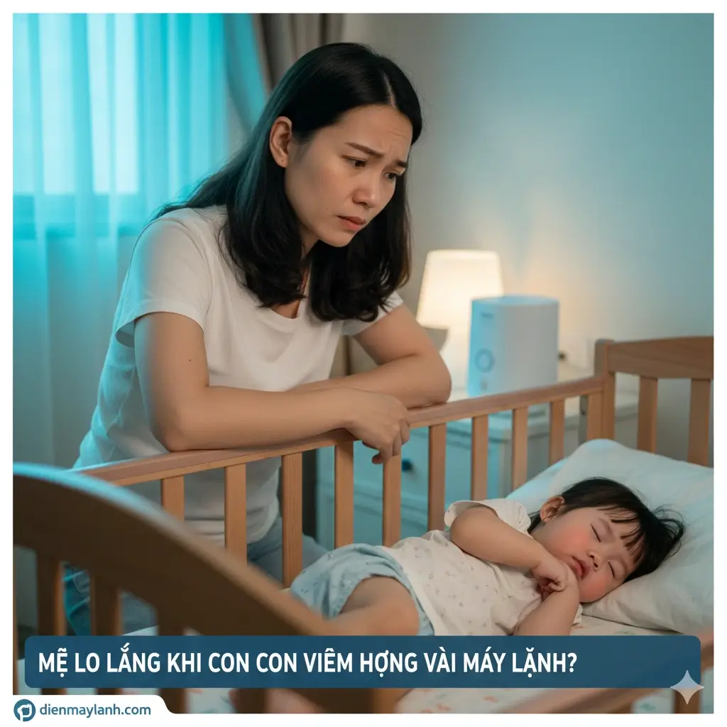 Trẻ nằm máy lạnh bị viêm họng Bí kíp dùng điều hòa không lo ốm