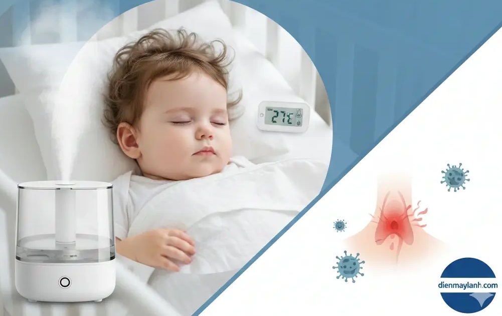 Bé bị viêm họng khi nằm máy lạnh: Nguyên nhân và 5 cách phòng tránh hiệu quả