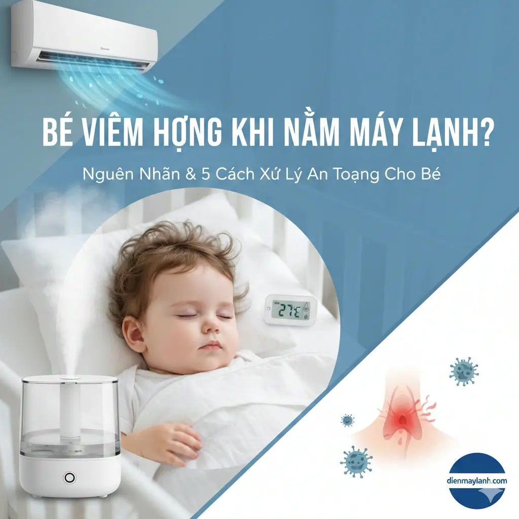 Bé bị viêm họng khi nằm máy lạnh