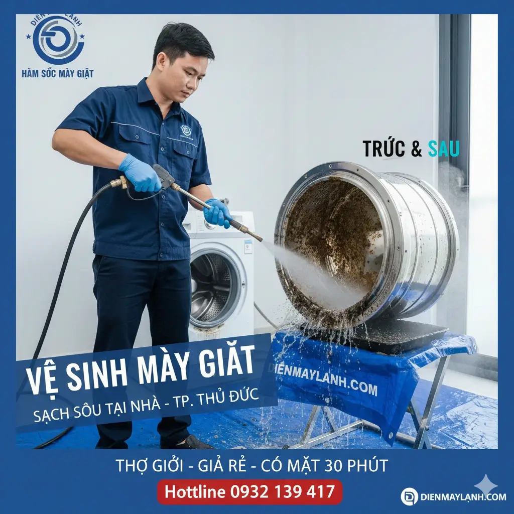 Vệ Sinh Máy Giặt Thủ Đức Giá Rẻ Sạch 99% - Có Mặt Sau 30p