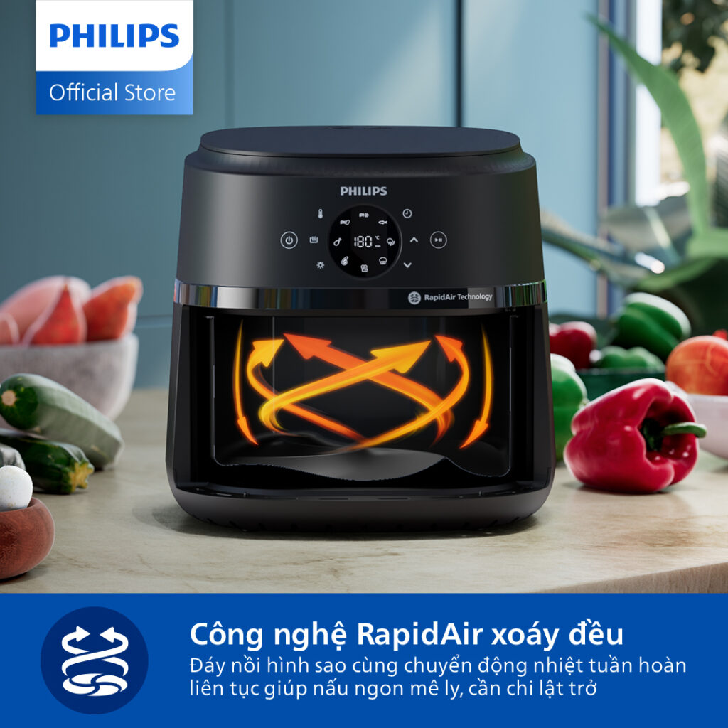 Nồi Chiên Không Dầu Philips NA230/00 (6.2L) - 13 trong 1 - Công Nghệ RapidAir Không Lật - Tặng Bàn Ủi Cầm Tay - Hàng Chính Hãng