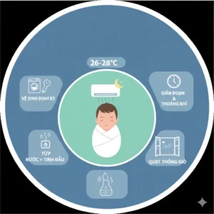 Bật máy lạnh cho trẻ sơ sinh bao nhiêu tiếng 5 Quy tắc Vàng mẹ phải biết.