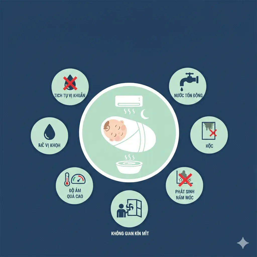 Có nên để chậu nước trong phòng điều hòa trẻ sơ sinh 5 sai lầm nên tránh