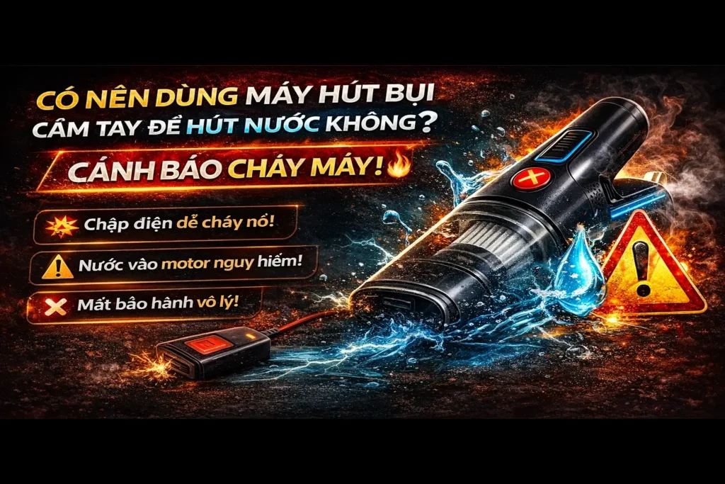 Có nên dùng máy hút bụi cầm tay để hút nước không Cảnh báo cháy máy!
