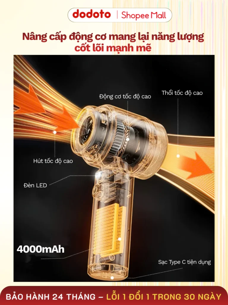 Review Máy Hút Bụi Dodoto Lux Air V3 Lực Hút 25.000Pa Có Thật Không