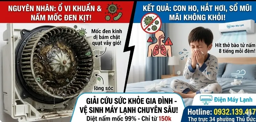 Máy Lạnh Phả Ra Mùi Chua, Ẩm Mốc