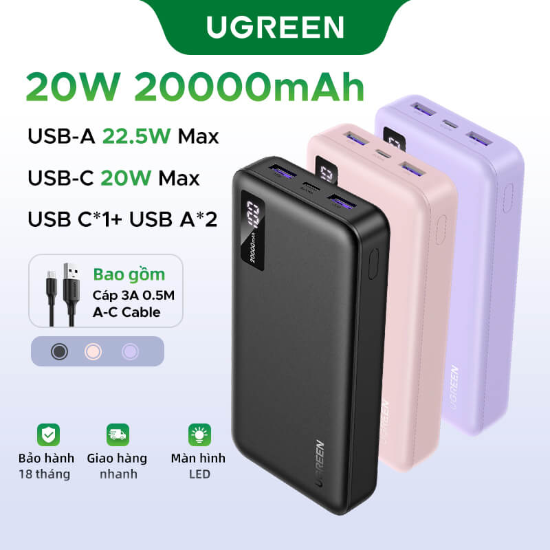 Review UGREEN Pin sạc dự phòng 20000mAh 22.5W Max chính hãng