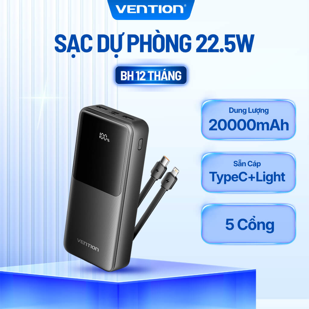 Có Nên Mua Sạc Dự Phòng Vention 20000mAh 22.5W Giá Tầm Trung?