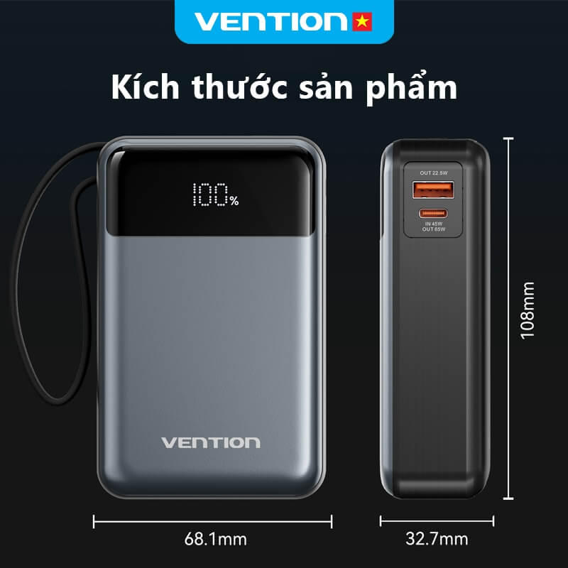Đánh Giá Sạc Dự Phòng Vention 65W 20000mAh Chi Tiết Nhất