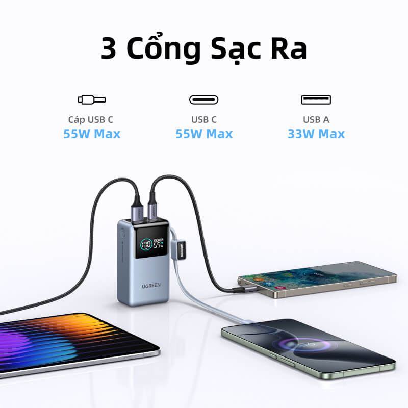 Review Sạc Dự Phòng Ugreen 55w 10000mAh: Đỉnh Cao SFC 2.0