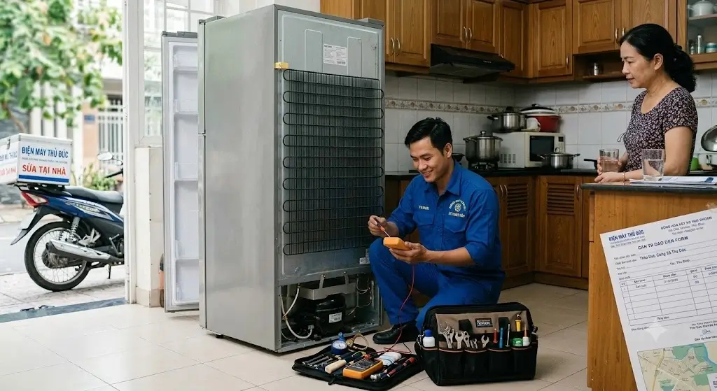 Thợ sửa tủ lạnh Thủ Đức kiểm tra thiết bị tận nhà